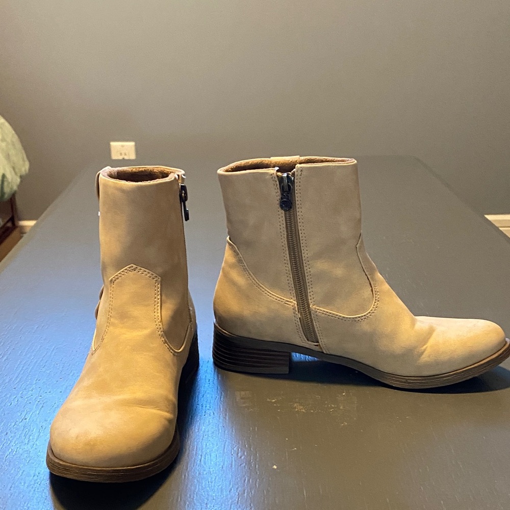 Tan Ankle Boots with Zipper